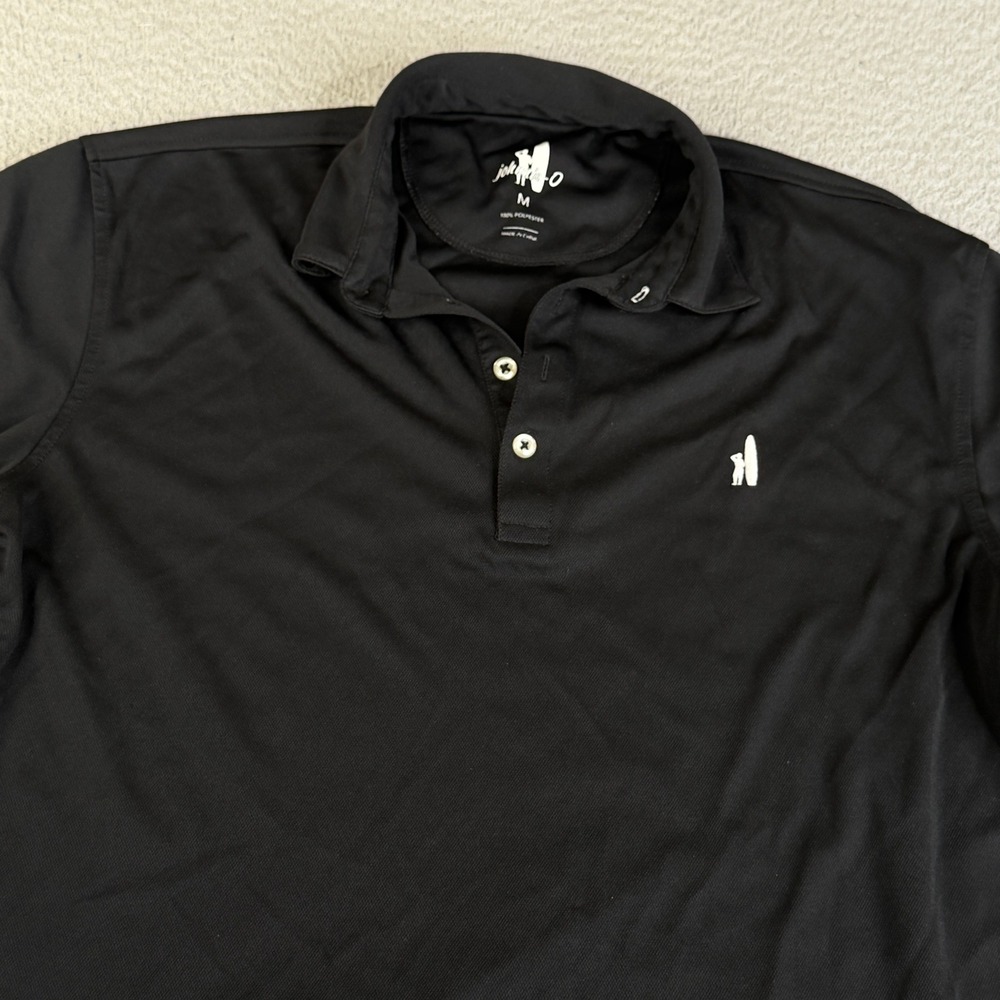 Johnnie-O Polo Shirt Mens M Black Performance Short Sleeve Surfer Logo Solid